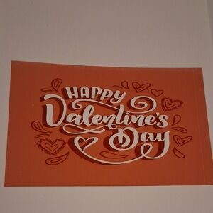 Valentine's Day Dedit Card Sticky in Orange and White